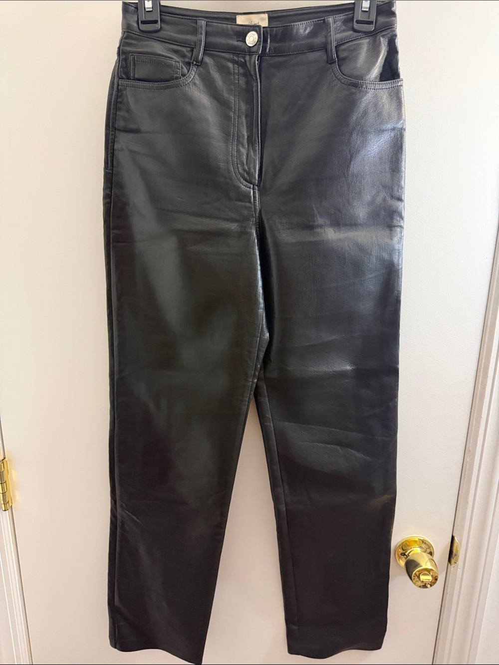 Wilfred Black Faux Leather Straight-Leg Pants